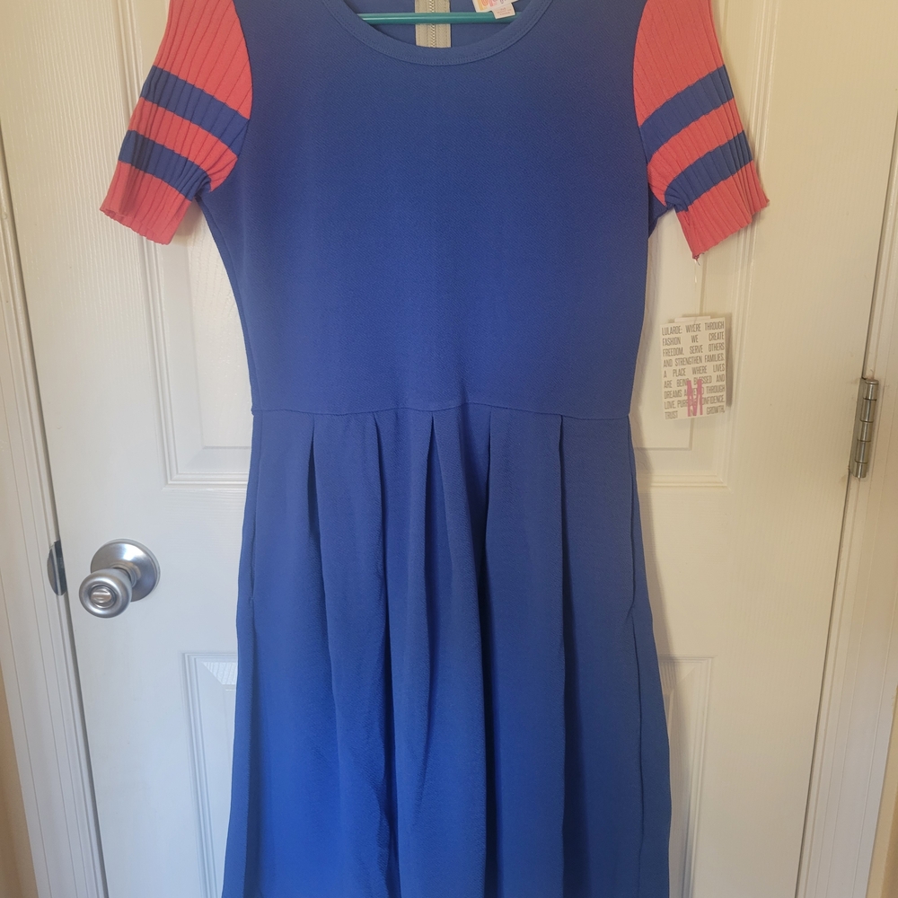 LuLaRoe Blue and Pink Asymmetrical Dress